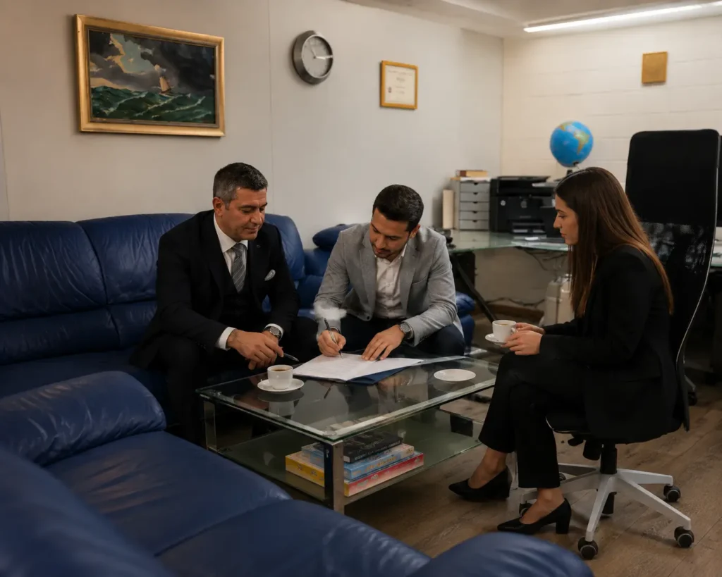 Enver planning Swiss travel experiences at the Zurich Day Tour office.
