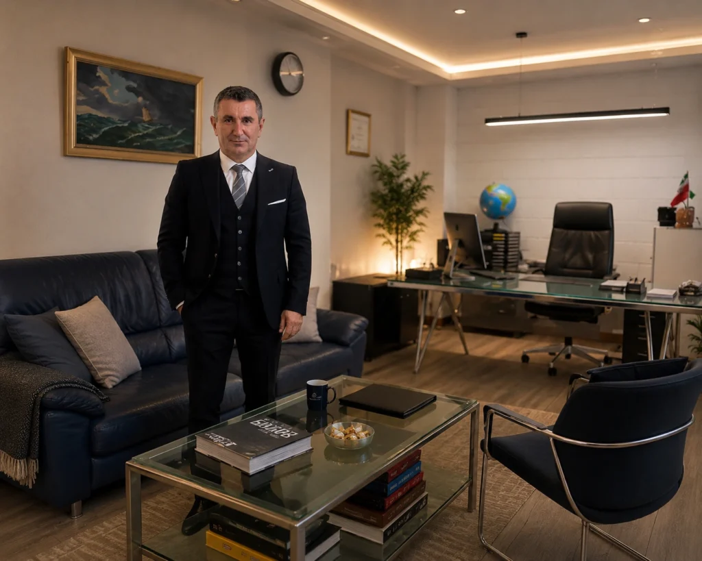 Portrait of Enver, founder and guide of Zurich Day Tour, at the company office.